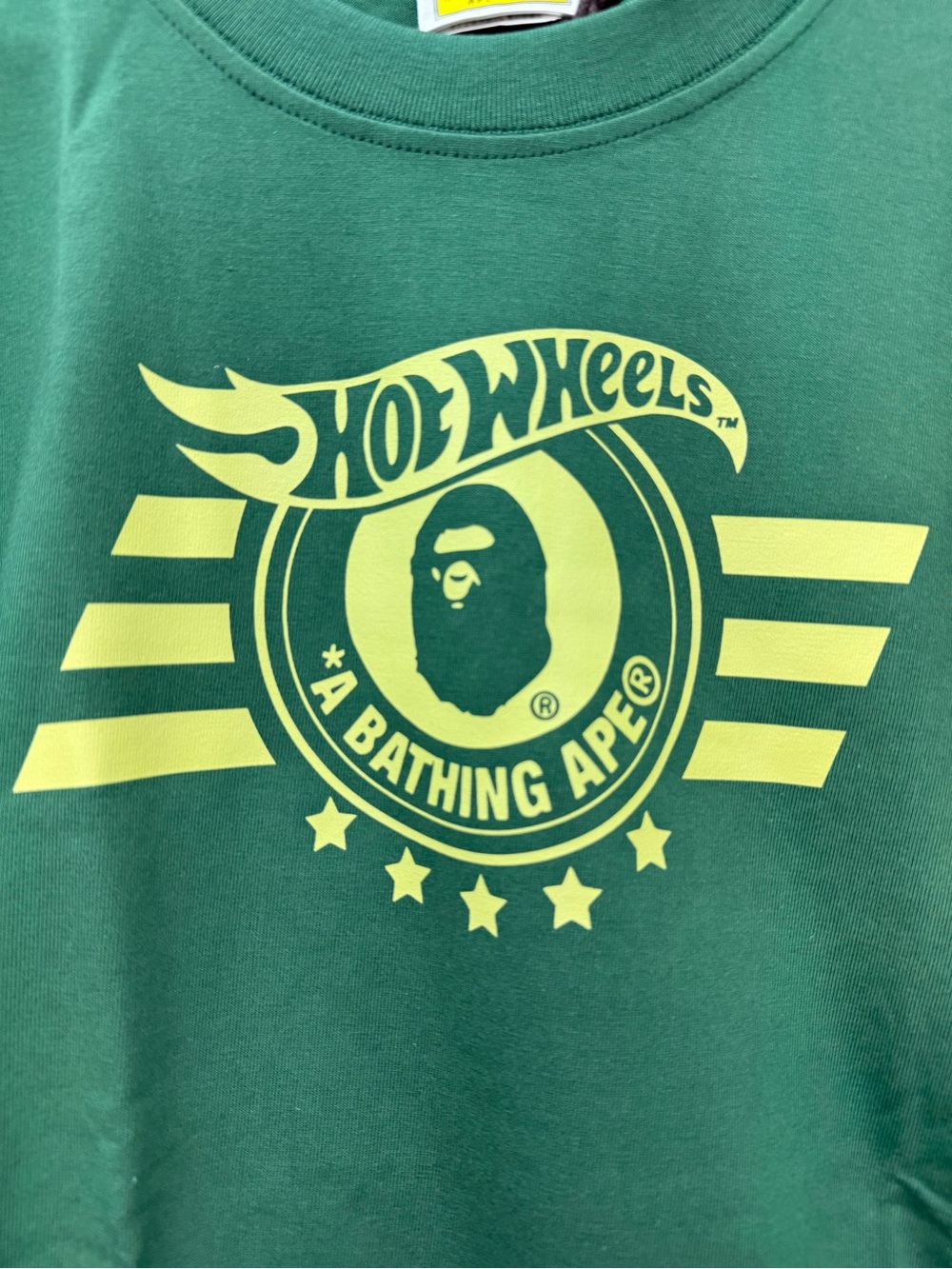 Bape x Hot Wheels Green Hot Wheels big logo collage Short Sleeve Tee - Picture 3 of 13